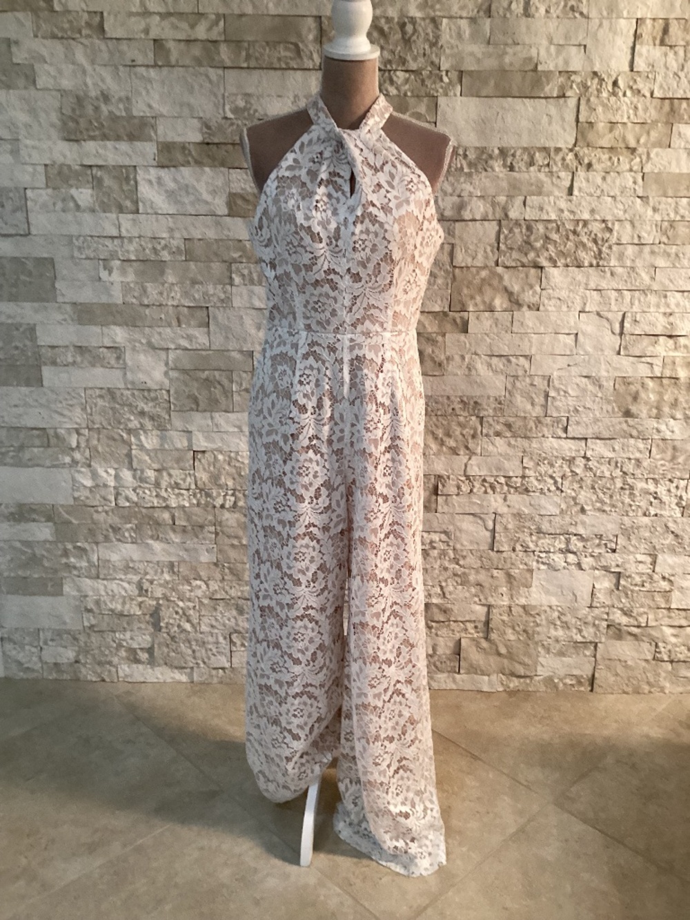 Julia Jordan Lace Twist Neck Wide Leg Jumpsuit Size 8